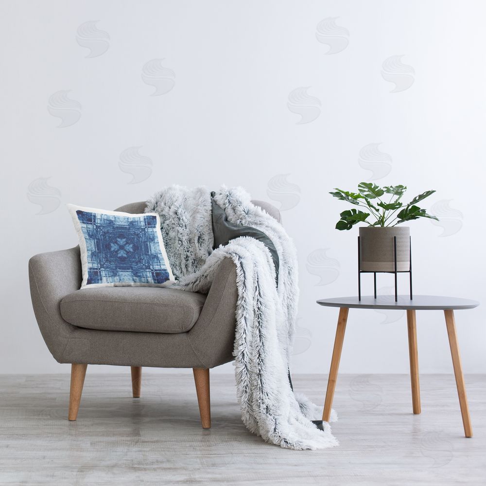 El Perkin Linear Geometric Pattern Printed Plush Polyester Throw Pillow On Chair
