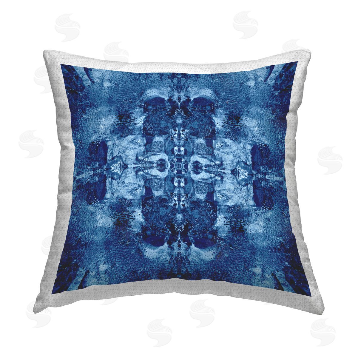 El Perkin Blue Mirrored Pattern Outdoor Quick-Dry Polyester Printed Throw Pillow