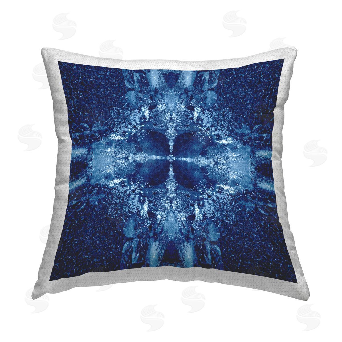 El Perkin Blue Detailed Symmetry Outdoor Quick-Dry Polyester Printed Throw Pillow