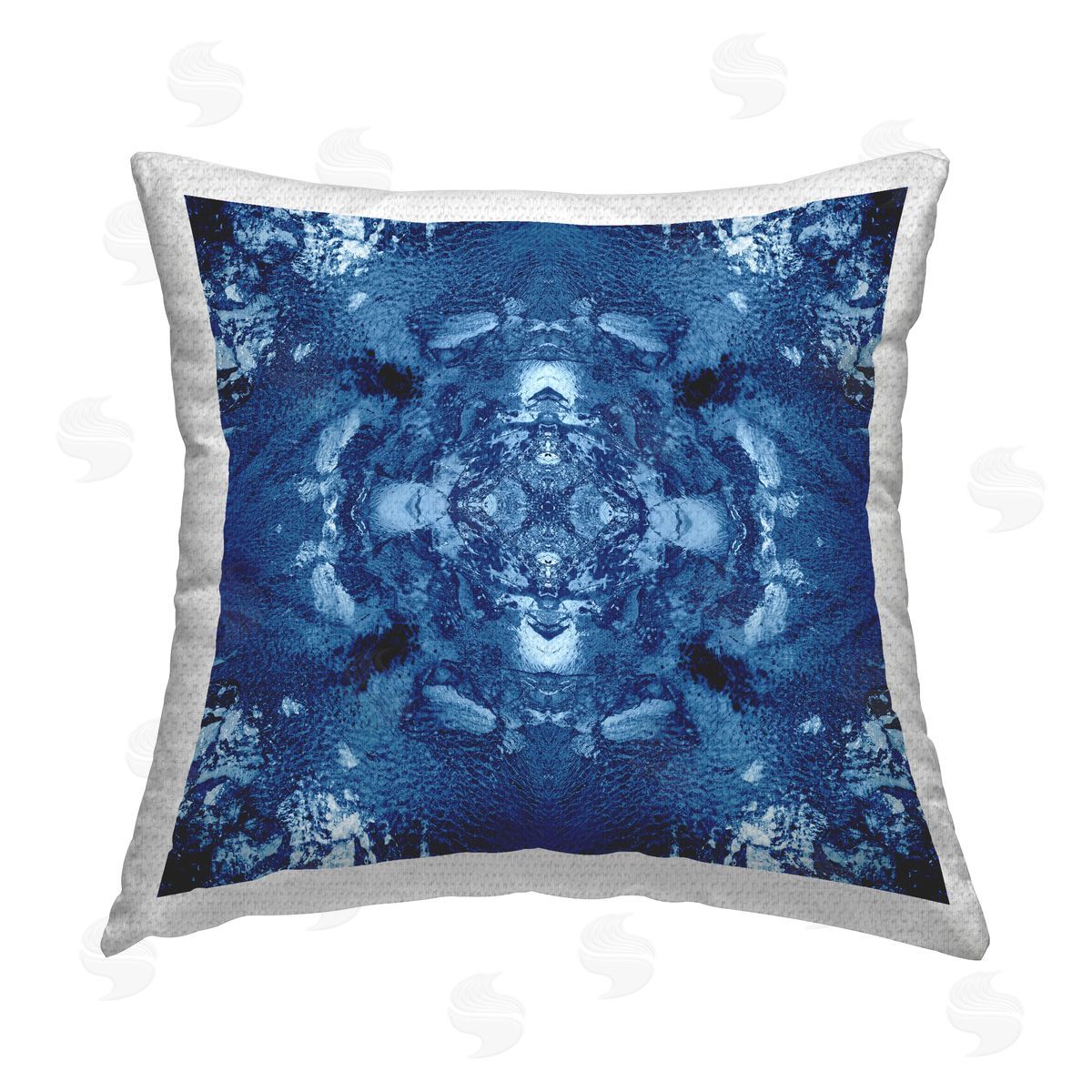 El Perkin Blue & White Mosaic Outdoor Quick-Dry Polyester Printed Throw Pillow