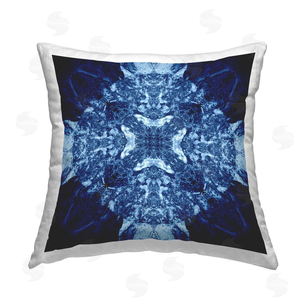 El Perkin Mosaic Pattern on Blue Printed Plush Polyester Throw Pillow