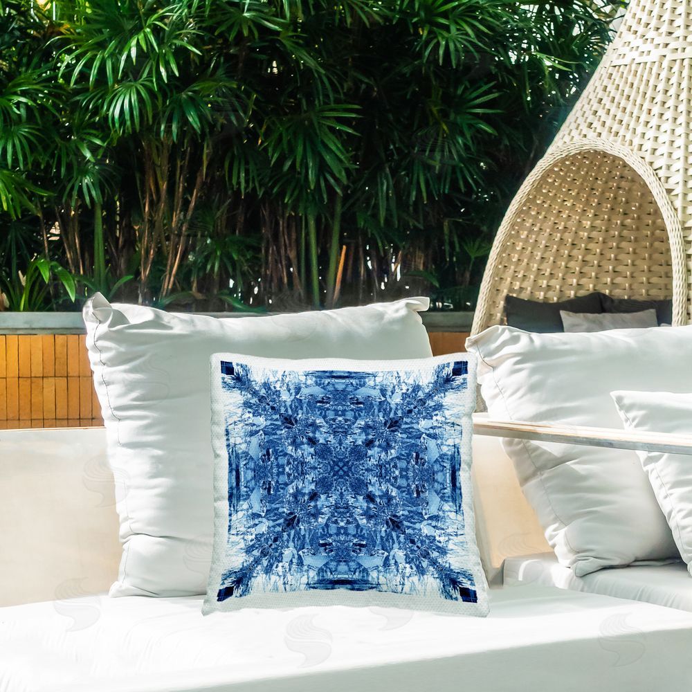 El Perkin Mosaic Pattern on White Outdoor Quick-Dry Polyester Printed Throw Pillow in Back Yard
