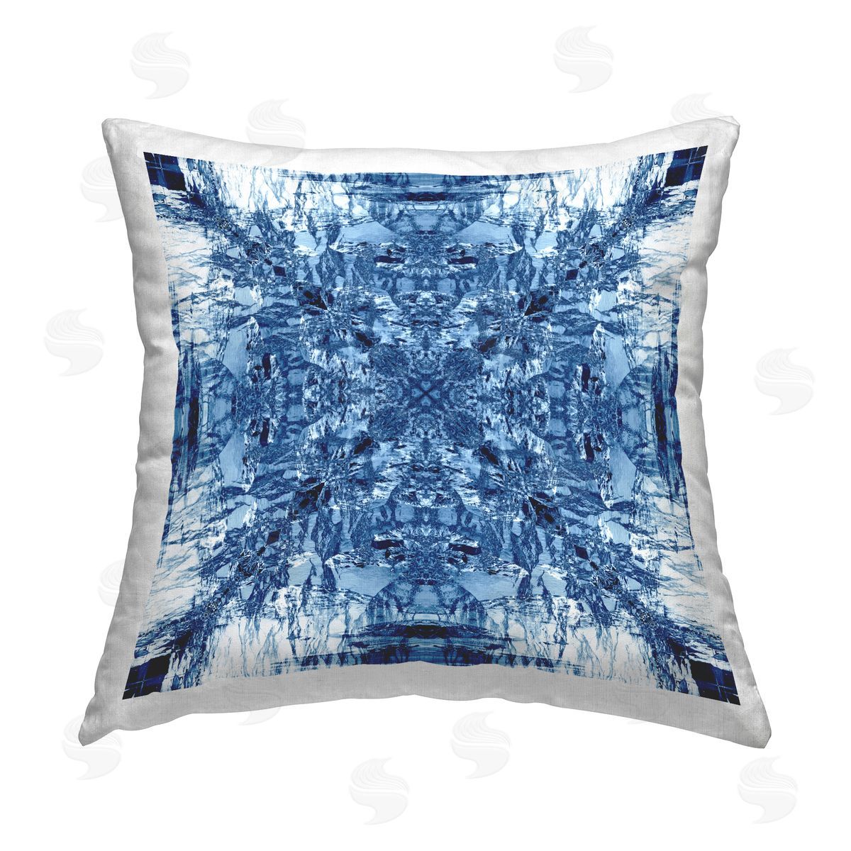 El Perkin Mosaic Pattern on White Printed Plush Polyester Throw Pillow
