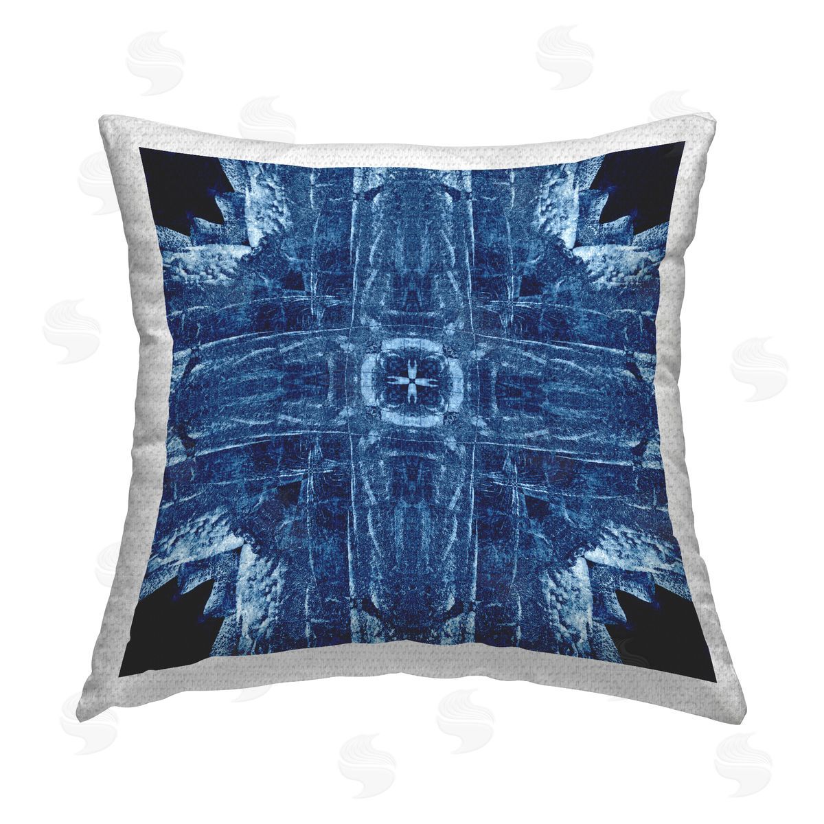 El Perkin Navy Blue Geometric Shapes Outdoor Quick-Dry Polyester Printed Throw Pillow