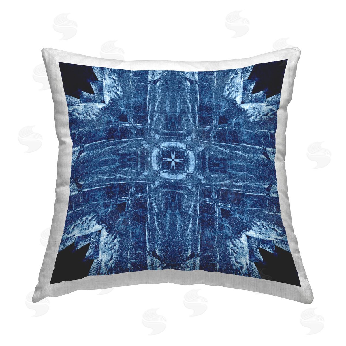 El Perkin Navy Blue Geometric Shapes Printed Plush Polyester Throw Pillow