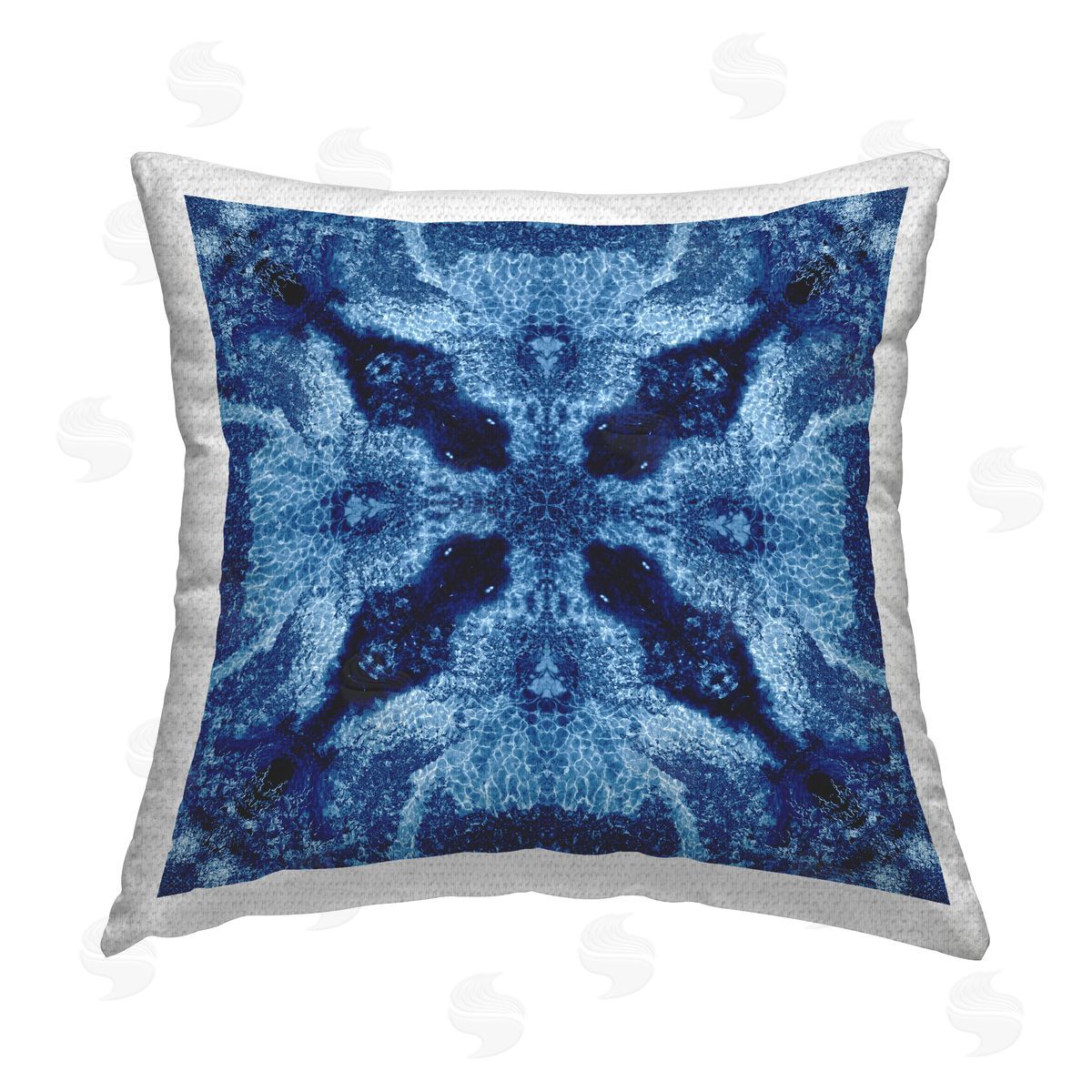 El Perkin Blue Mosaic Motif Outdoor Quick-Dry Polyester Printed Throw Pillow