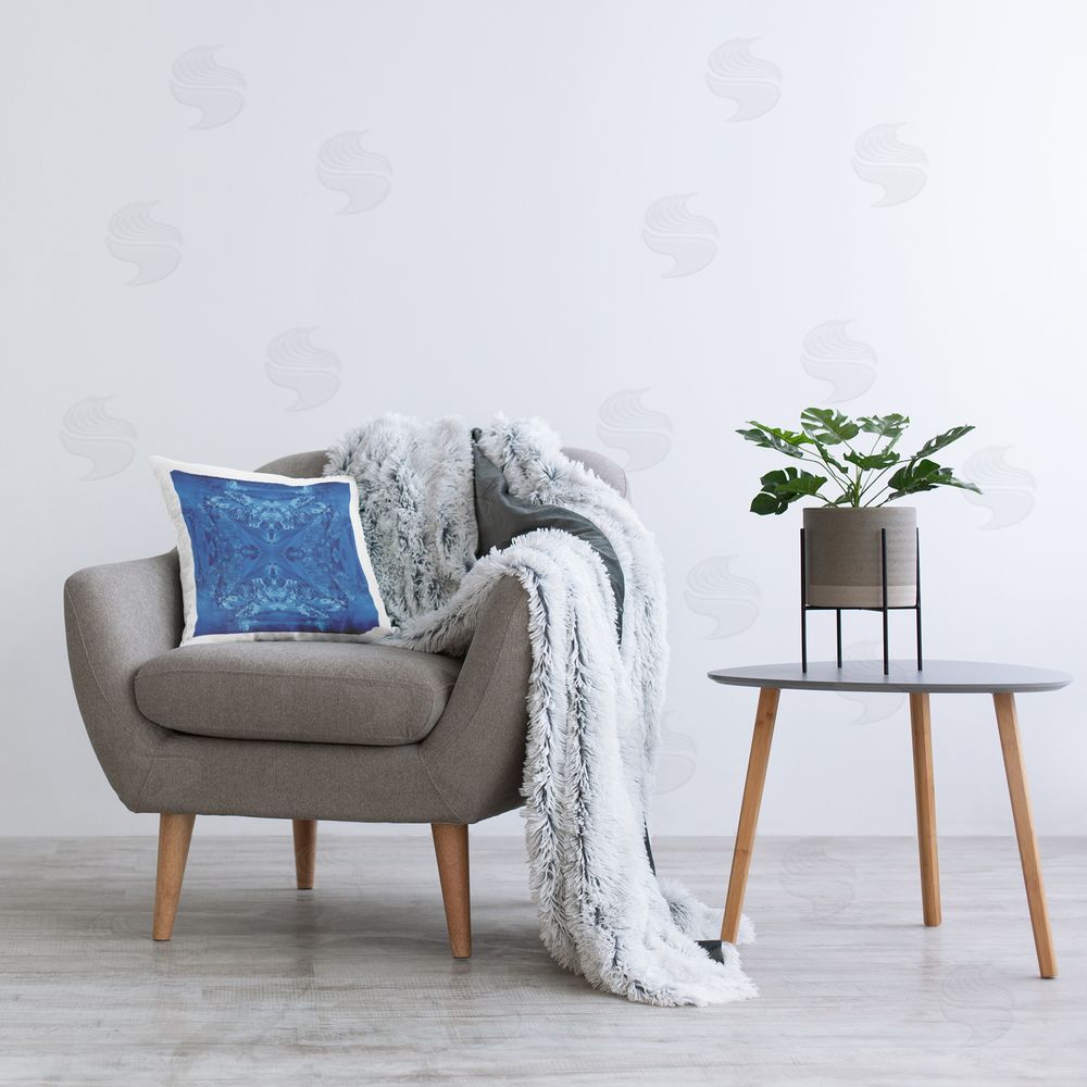 El Perkin Abstract Elegant Motif Printed Plush Polyester Throw Pillow On Chair