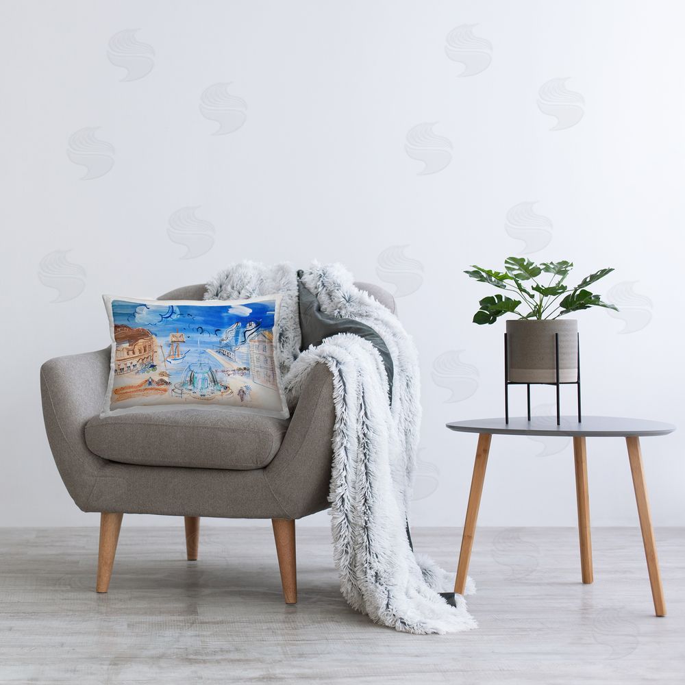 one1000paintings Classic Raoul Dufy Landscape Printed Plush Polyester Throw Pillow On Chair