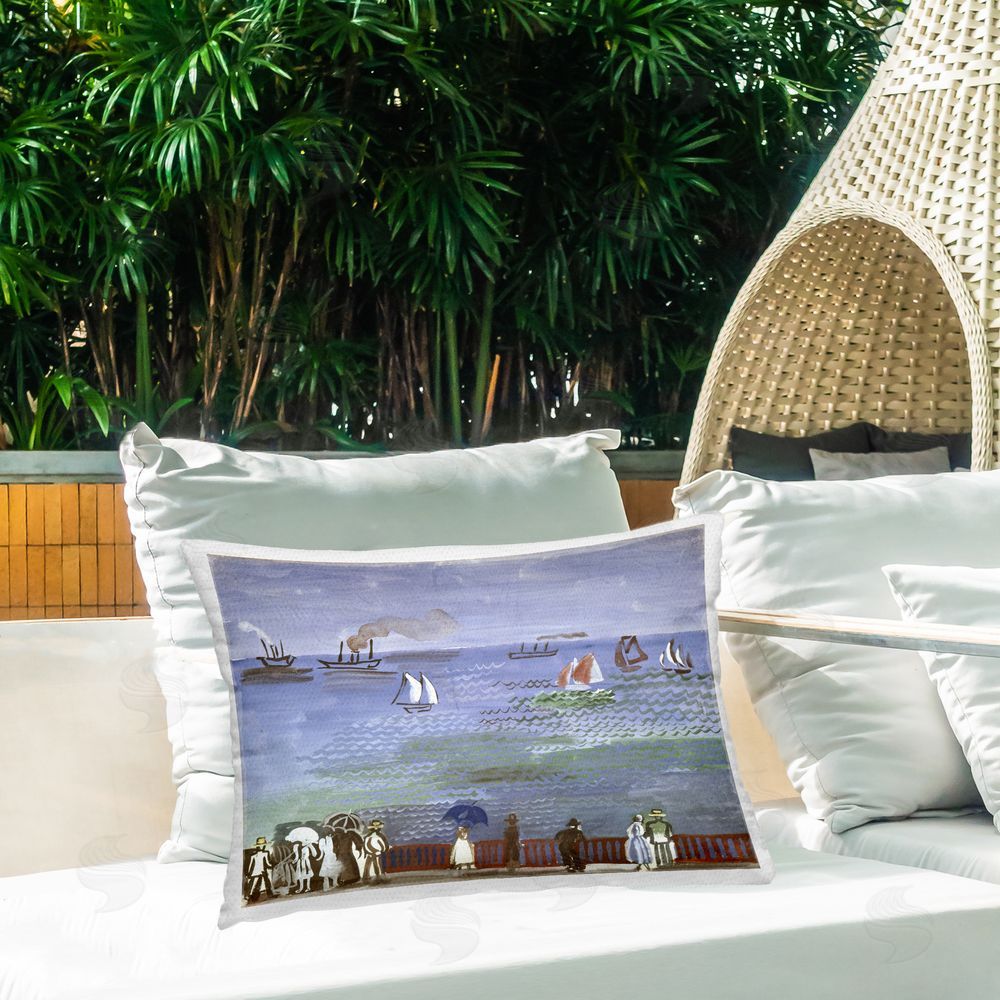 one1000paintings Kirchner Painting of Woman Outdoor Quick-Dry Polyester Printed Throw Pillow in Back Yard