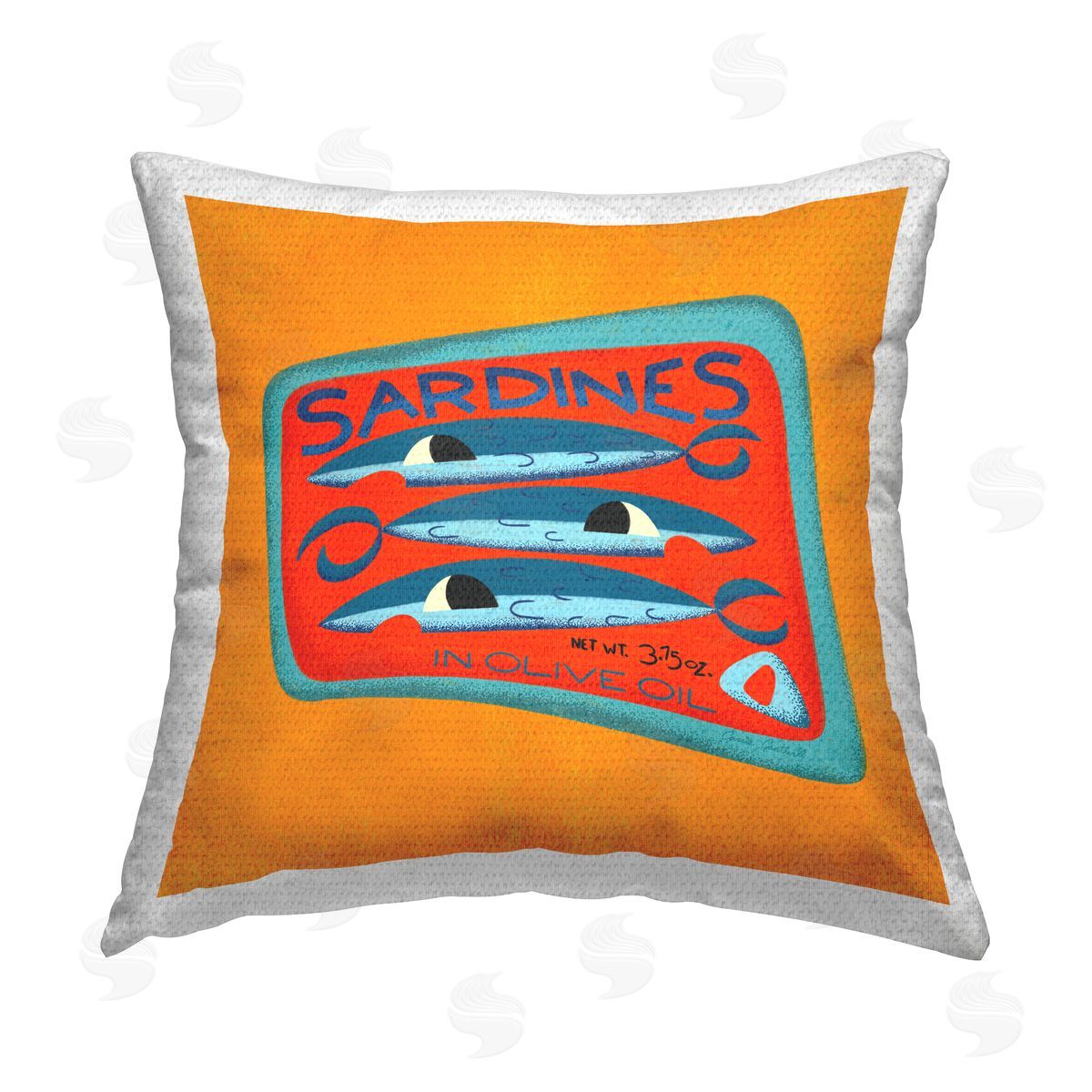 Carrie Cantwell Bright Hued Sardine Can Outdoor Quick-Dry Polyester Printed Throw Pillow