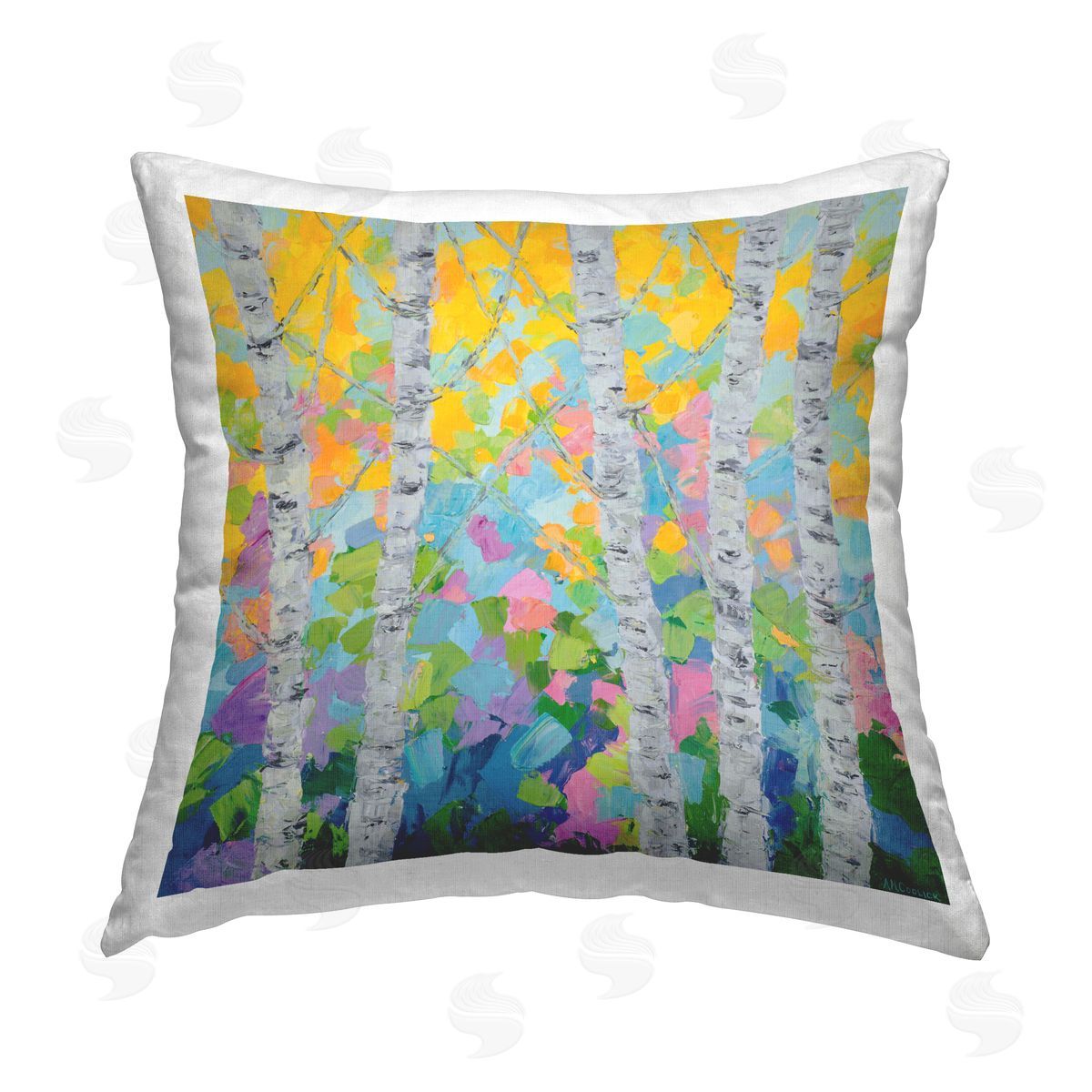 Ann Marie Coolick Dancing Birch Tree Forest Printed Plush Polyester Throw Pillow