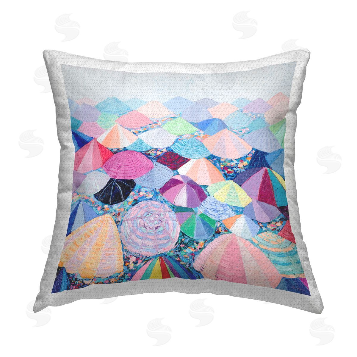 Ann Marie Coolick Pastel Umbrella Nation Outdoor Quick-Dry Polyester Printed Throw Pillow