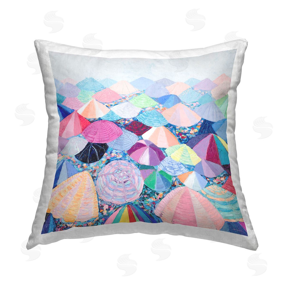 Ann Marie Coolick Pastel Umbrella Nation Printed Plush Polyester Throw Pillow