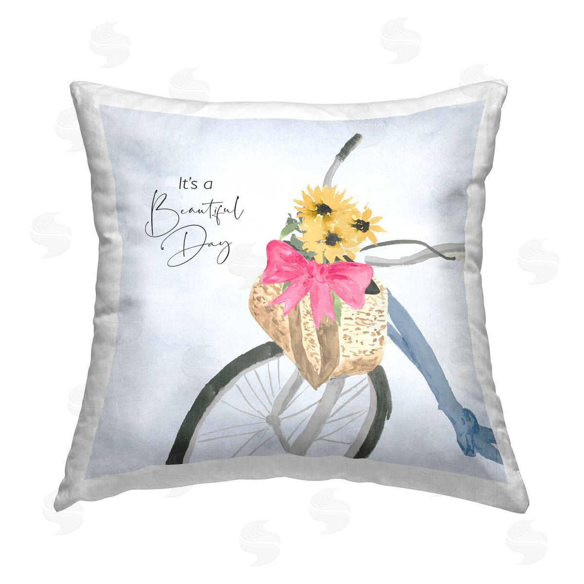 Lucille Price It's a Beautiful Day Bicycle Printed Plush Polyester Throw Pillow