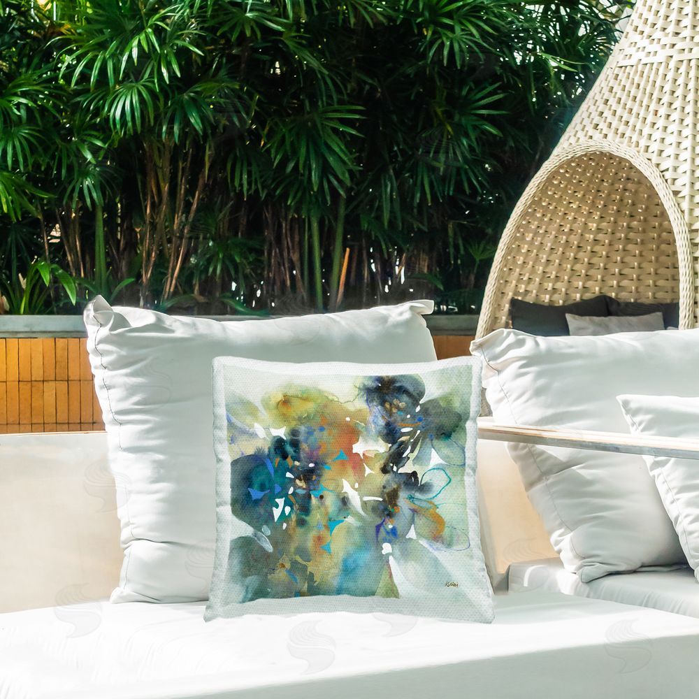 K. Nari Complex Splatter Distortion Outdoor Quick-Dry Polyester Printed Throw Pillow in Back Yard