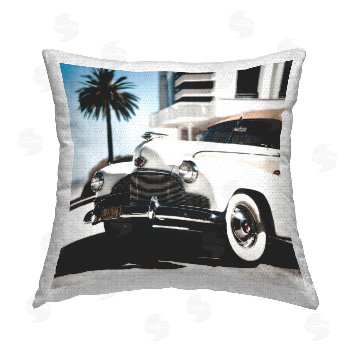 Noah Bay Sepia Classic Car Outdoor Quick-Dry Polyester Printed Throw Pillow