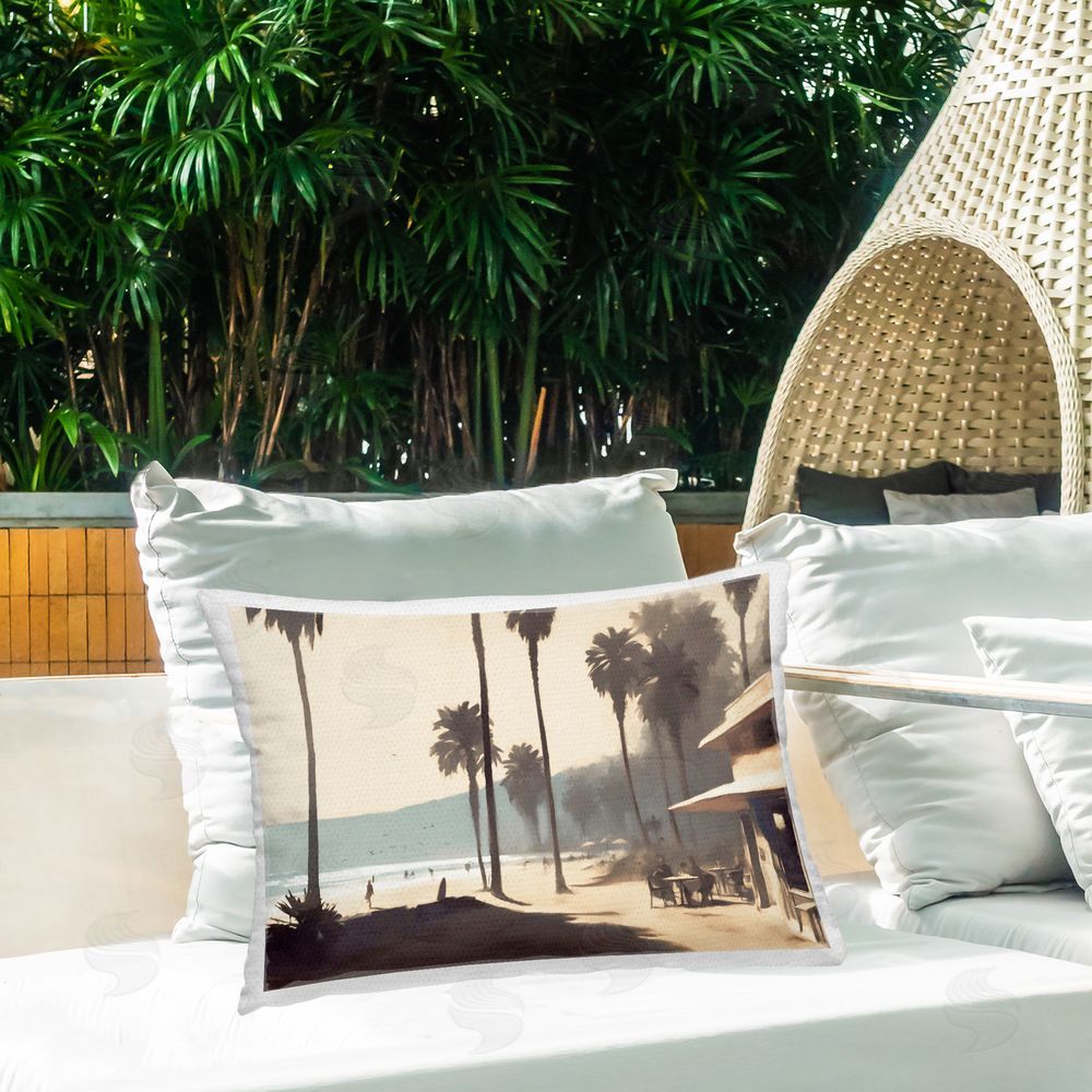Noah Bay Palm Tree Boulevard Outdoor Quick-Dry Polyester Printed Throw Pillow in Back Yard