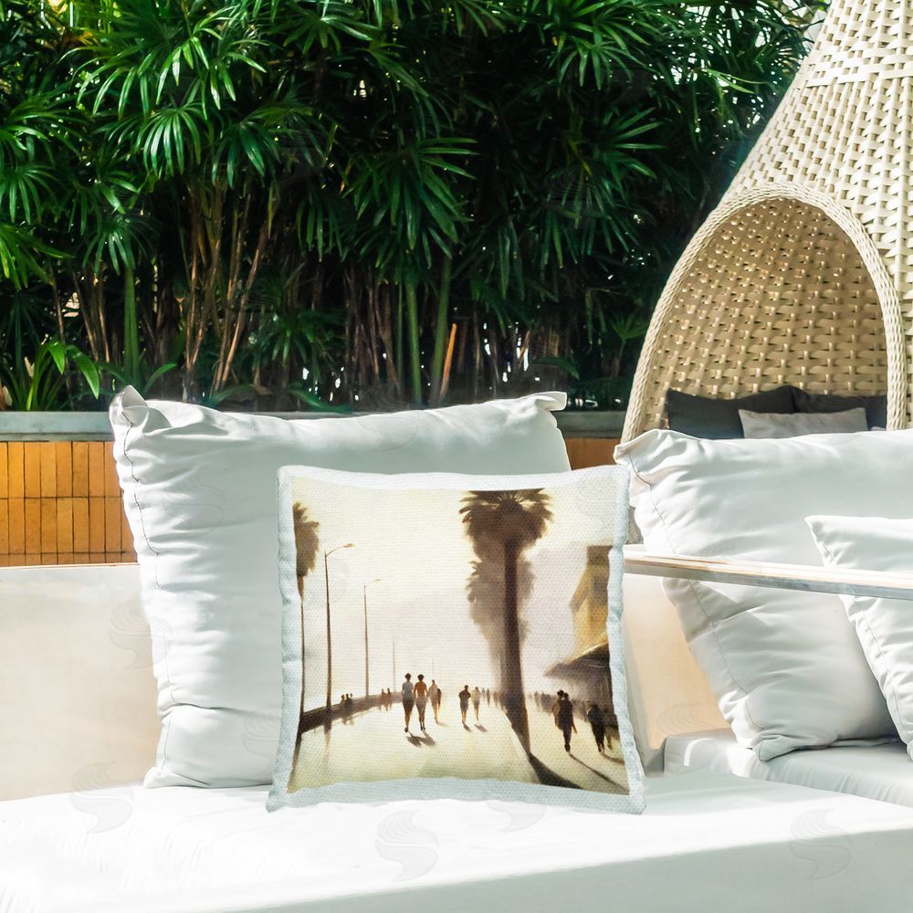 Noah Bay Tropical Beachside Track Outdoor Quick-Dry Polyester Printed Throw Pillow in Back Yard