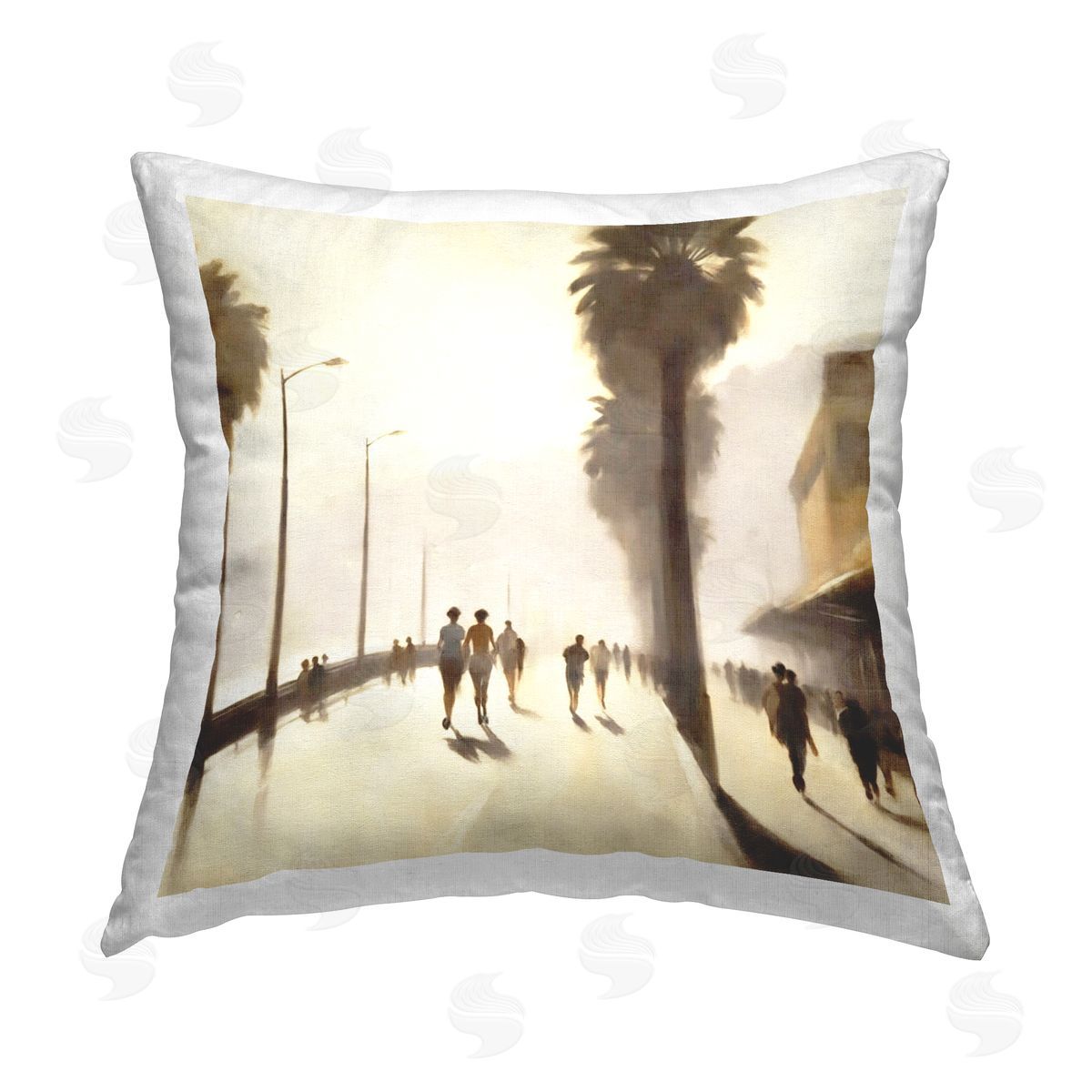 Noah Bay Tropical Beachside Track Printed Plush Polyester Throw Pillow