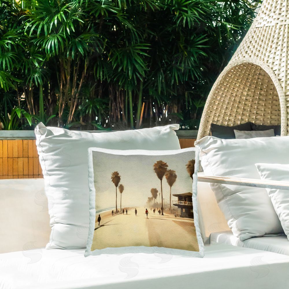 Noah Bay Under The Pier Classic Car Outdoor Quick-Dry Polyester Printed Throw Pillow in Back Yard