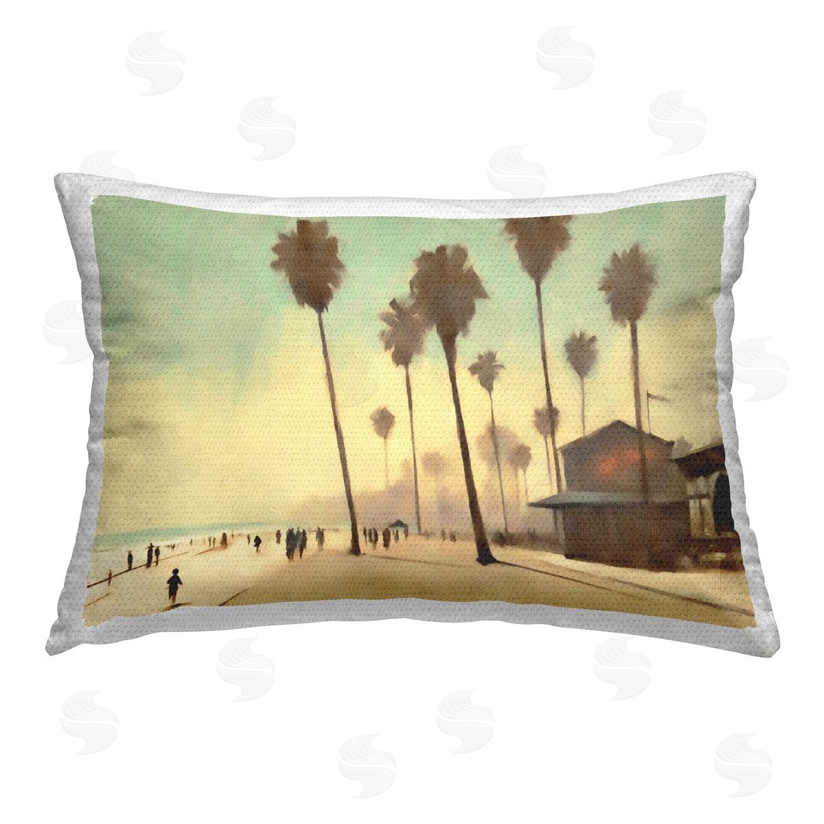 Noah Bay Lights In Misty Canal Outdoor Quick-Dry Polyester Printed Throw Pillow