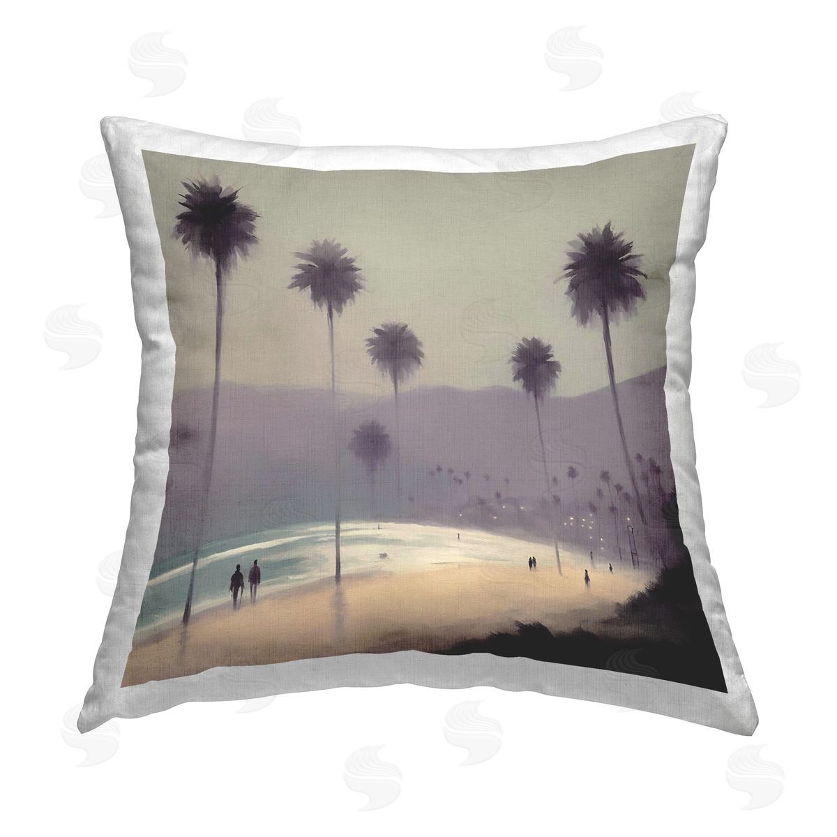 Noah Bay Tranquil Beach Day Printed Plush Polyester Throw Pillow