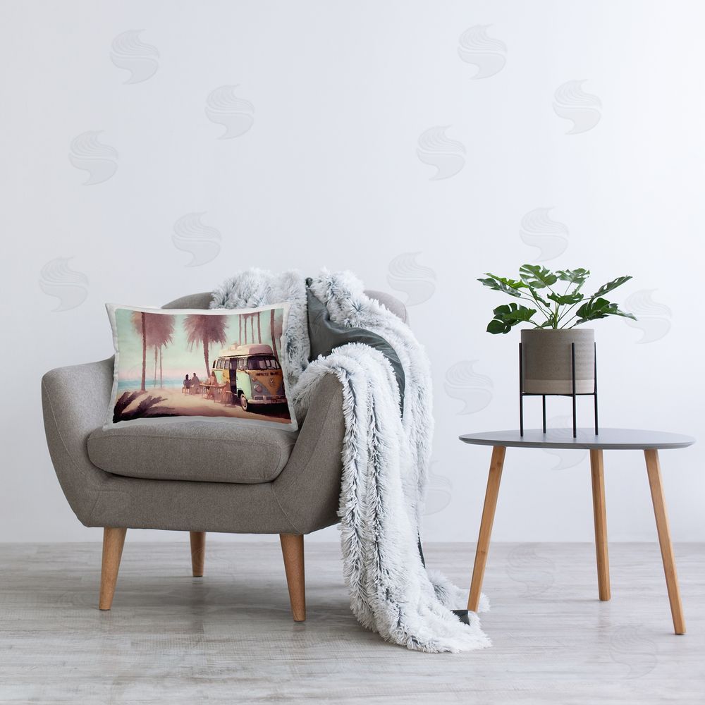 Noah Bay Evening Beach Bar Printed Plush Polyester Throw Pillow On Chair