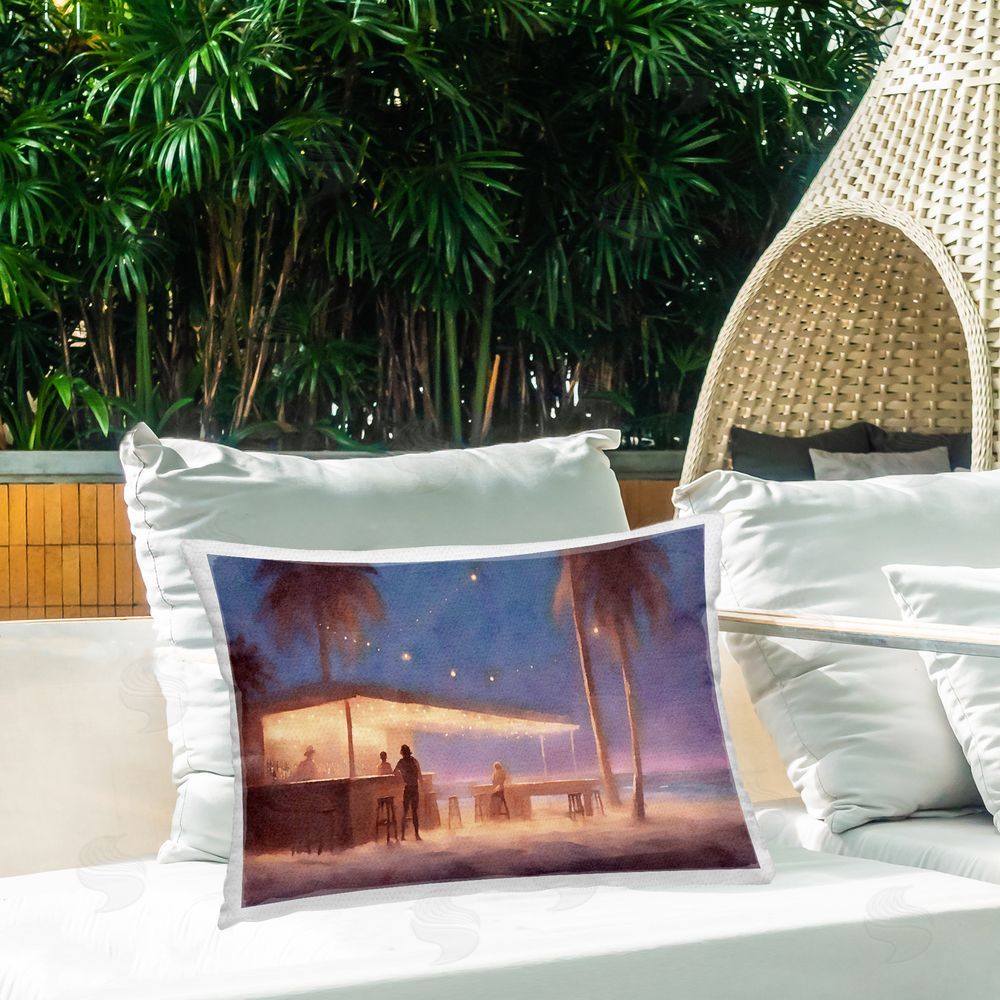 Noah Bay Cheetah On Patrol Outdoor Quick-Dry Polyester Printed Throw Pillow in Back Yard