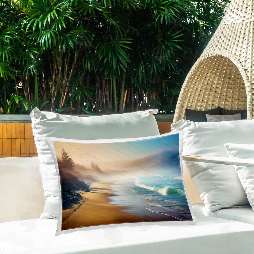 Noah Bay Smooth Beach Tide Outdoor Quick-Dry Polyester Printed Throw Pillow in Back Yard