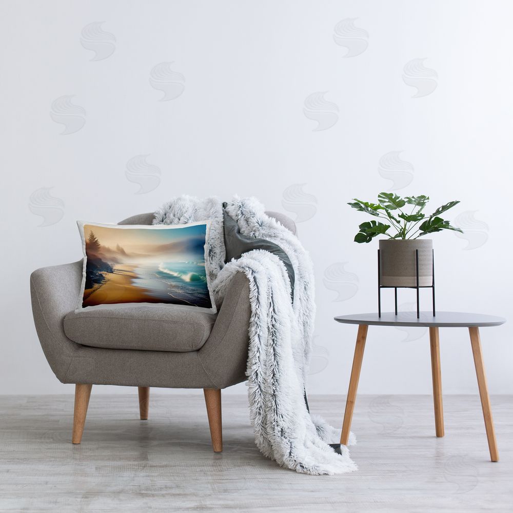 Noah Bay Smooth Beach Tide Printed Plush Polyester Throw Pillow On Chair