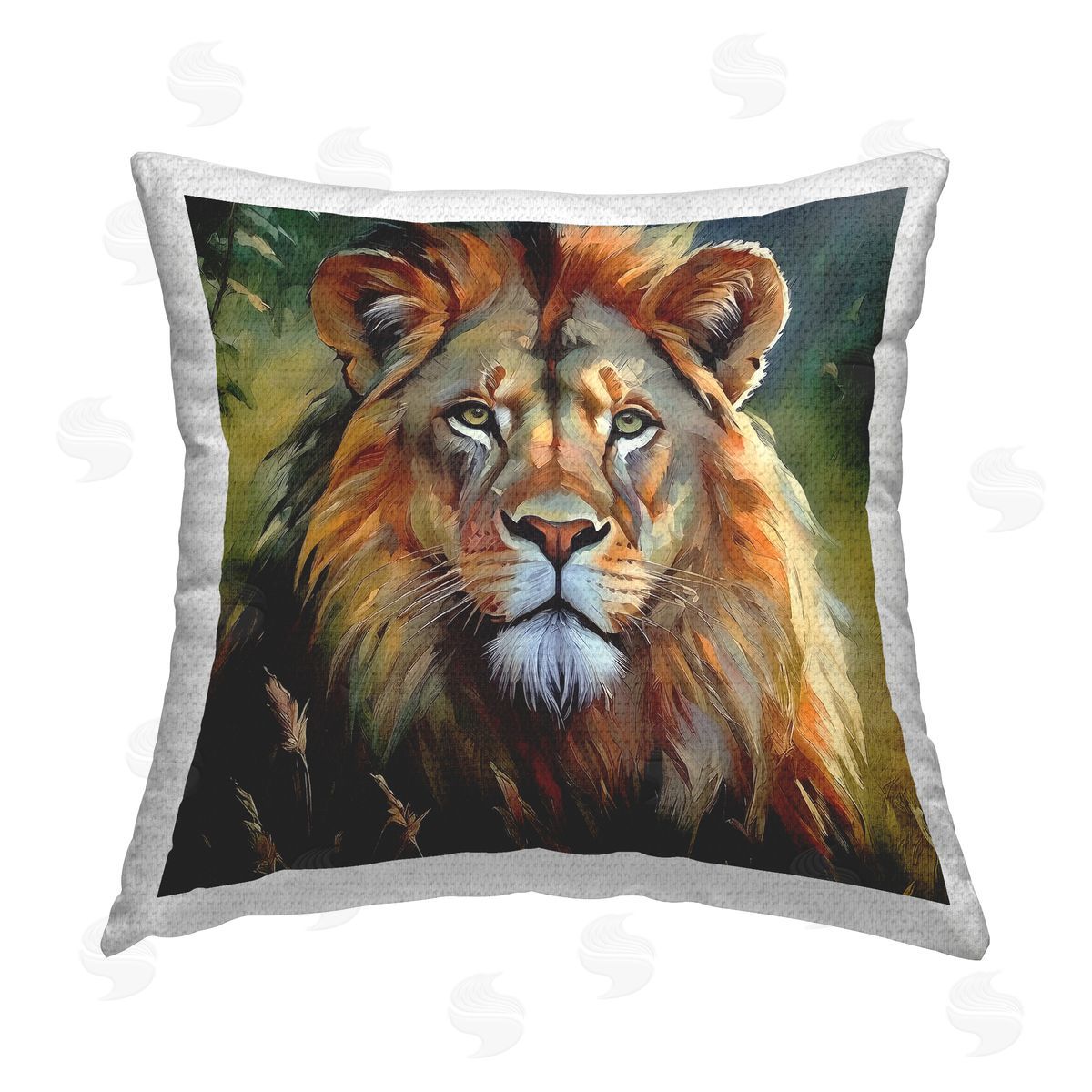 Noah Bay Painterly Lion Portrait Outdoor Quick-Dry Polyester Printed Throw Pillow