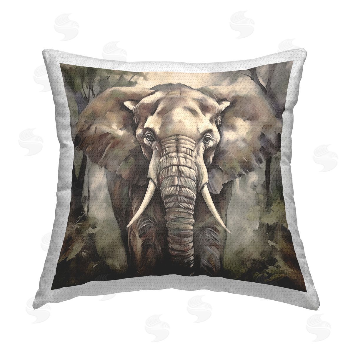 Noah Bay Grey Elephant Portrait Outdoor Quick-Dry Polyester Printed Throw Pillow