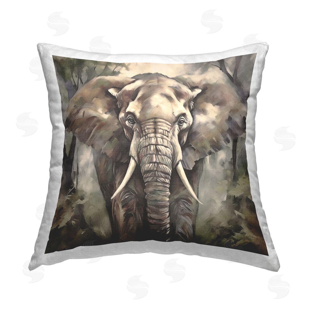 Noah Bay Grey Elephant Portrait Printed Plush Polyester Throw Pillow