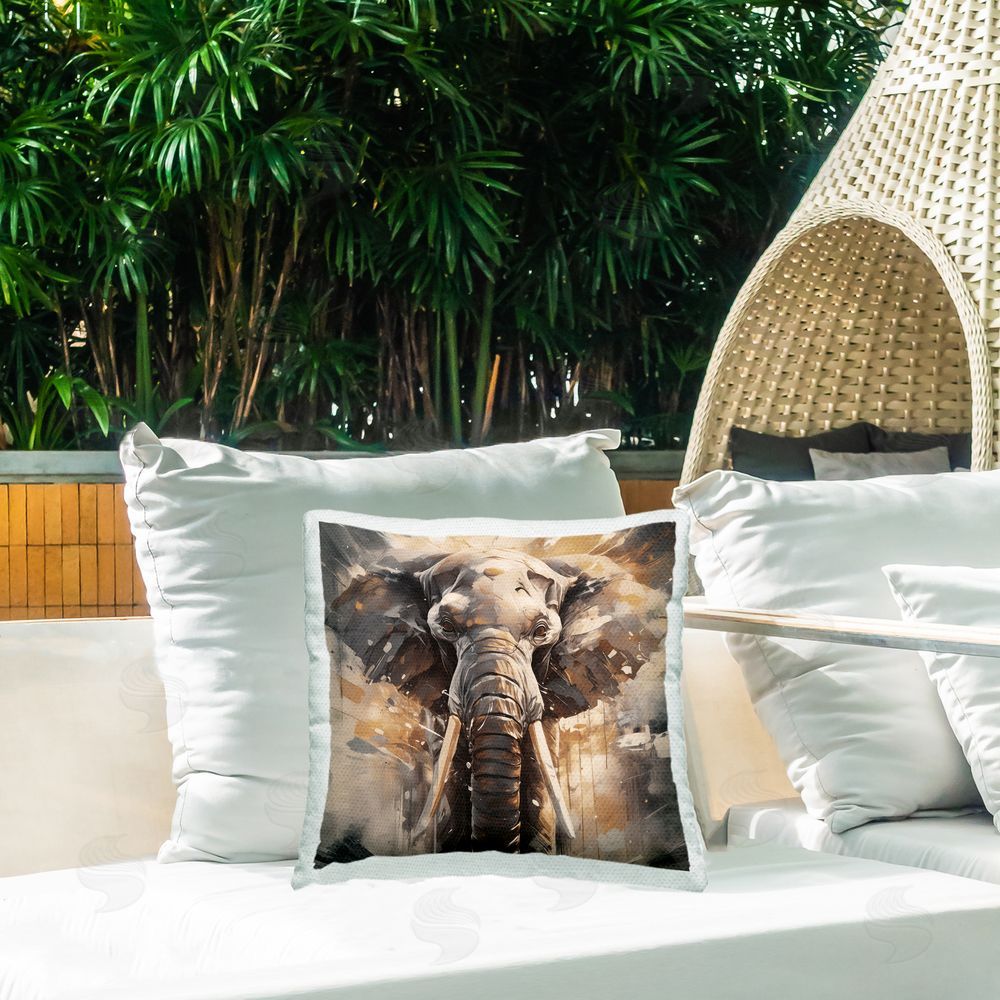 Noah Bay Modern Splatter Elephant Outdoor Quick-Dry Polyester Printed Throw Pillow in Back Yard