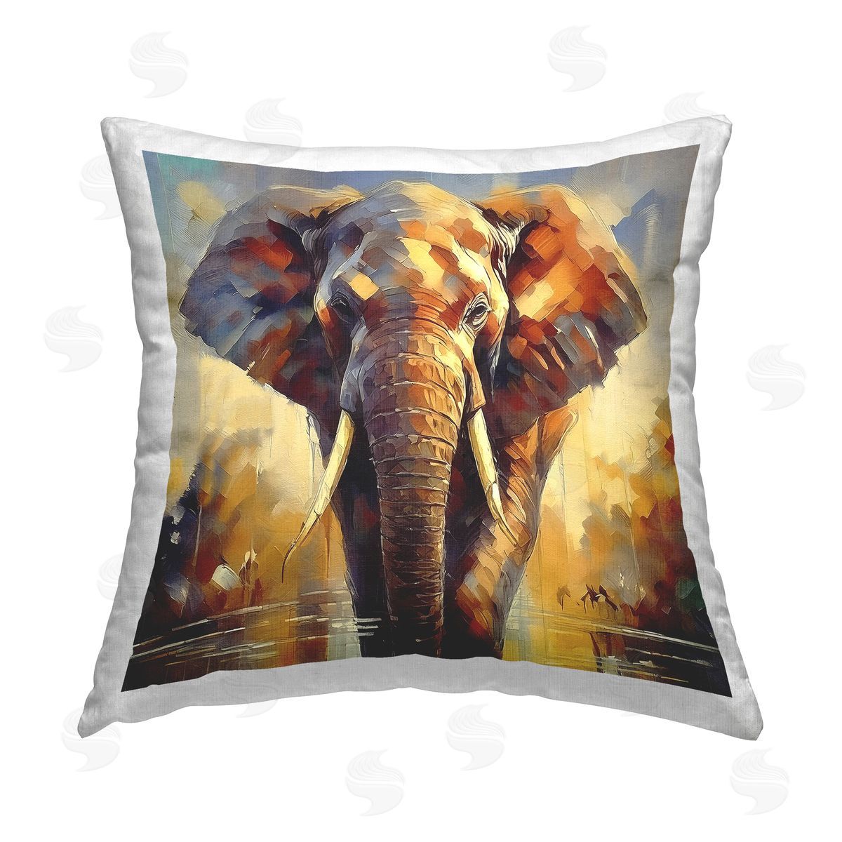 Noah Bay Brushed Elephant Portrait Printed Plush Polyester Throw Pillow