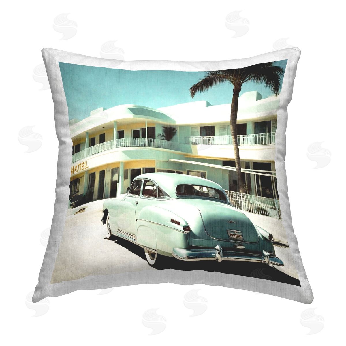 Noah Bay Classic Car at Motel Printed Plush Polyester Throw Pillow