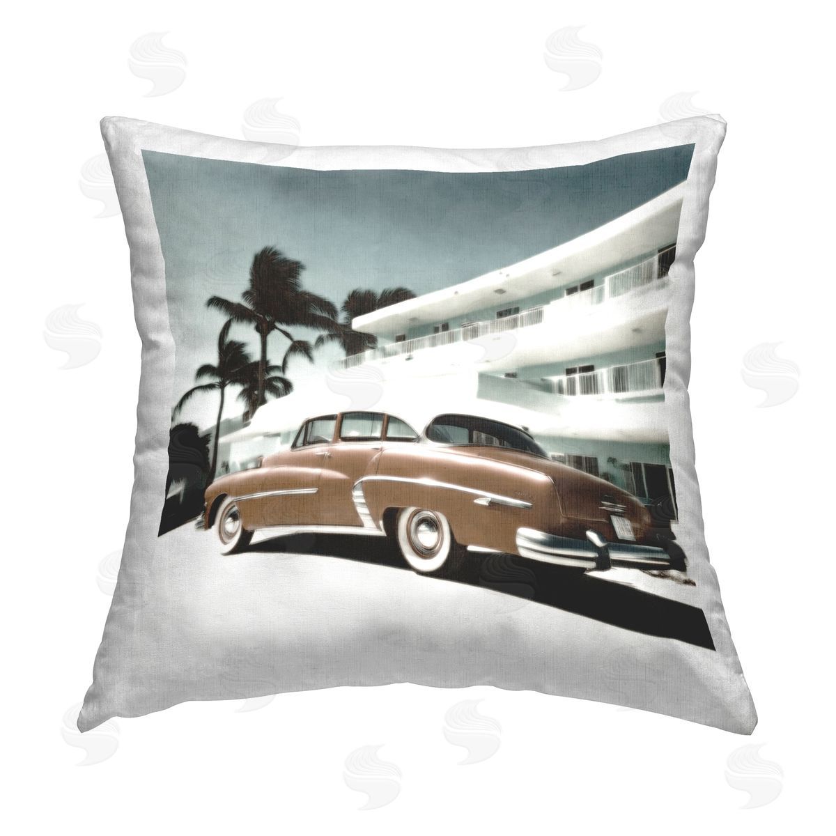 Noah Bay Miami Classic Automobile Printed Plush Polyester Throw Pillow