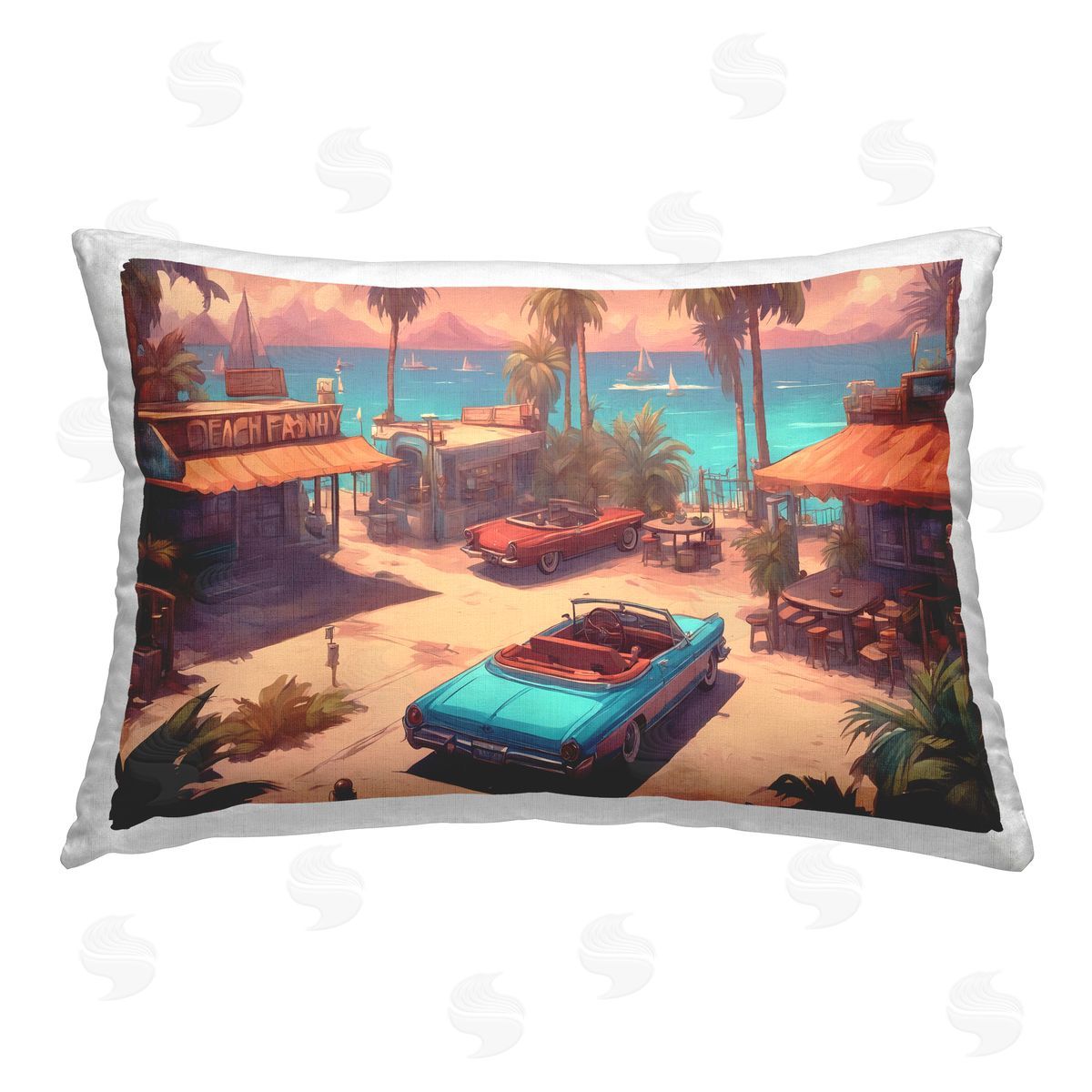 Noah Bay Bright Beach Hues View Printed Plush Polyester Throw Pillow