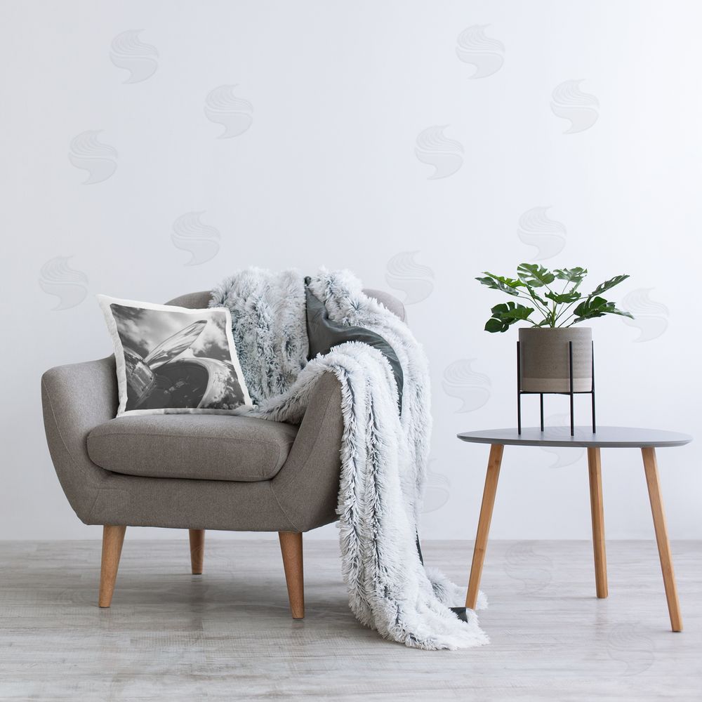 Chip Forelli Propeller with Cloud Reflection Printed Plush Polyester Throw Pillow On Chair