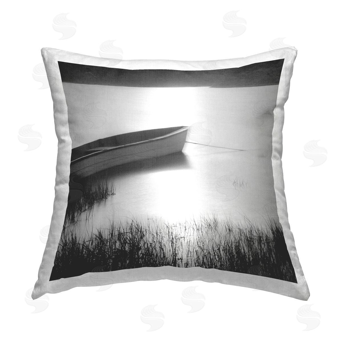 Chip Forelli Rowboat on Peaceful Shore Printed Plush Polyester Throw Pillow