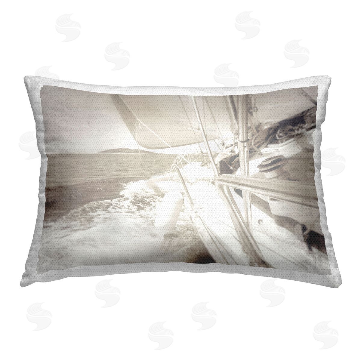 Graffitee Studios Splashing Boat Bow Outdoor Quick-Dry Polyester Printed Throw Pillow