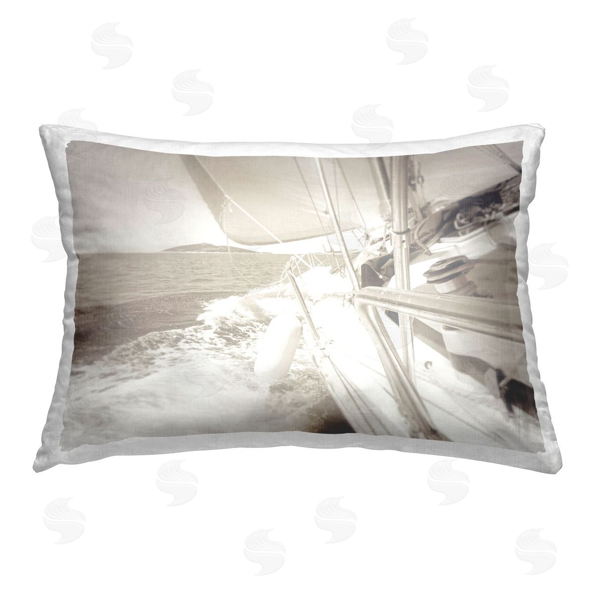 Graffitee Studios Splashing Boat Bow Printed Plush Polyester Throw Pillow