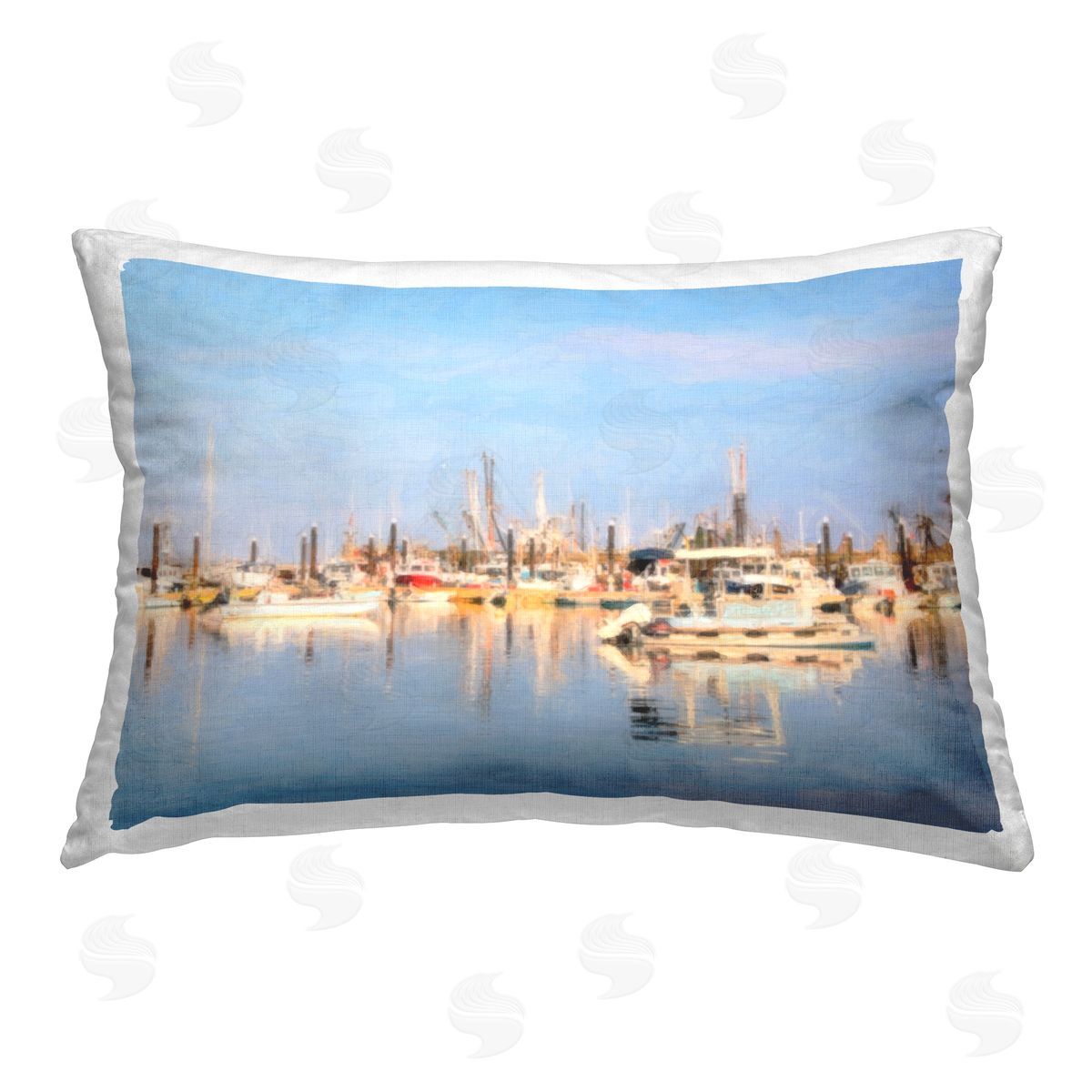 Graffitee Studios Blurred Abstract Boat Marina Printed Plush Polyester Throw Pillow