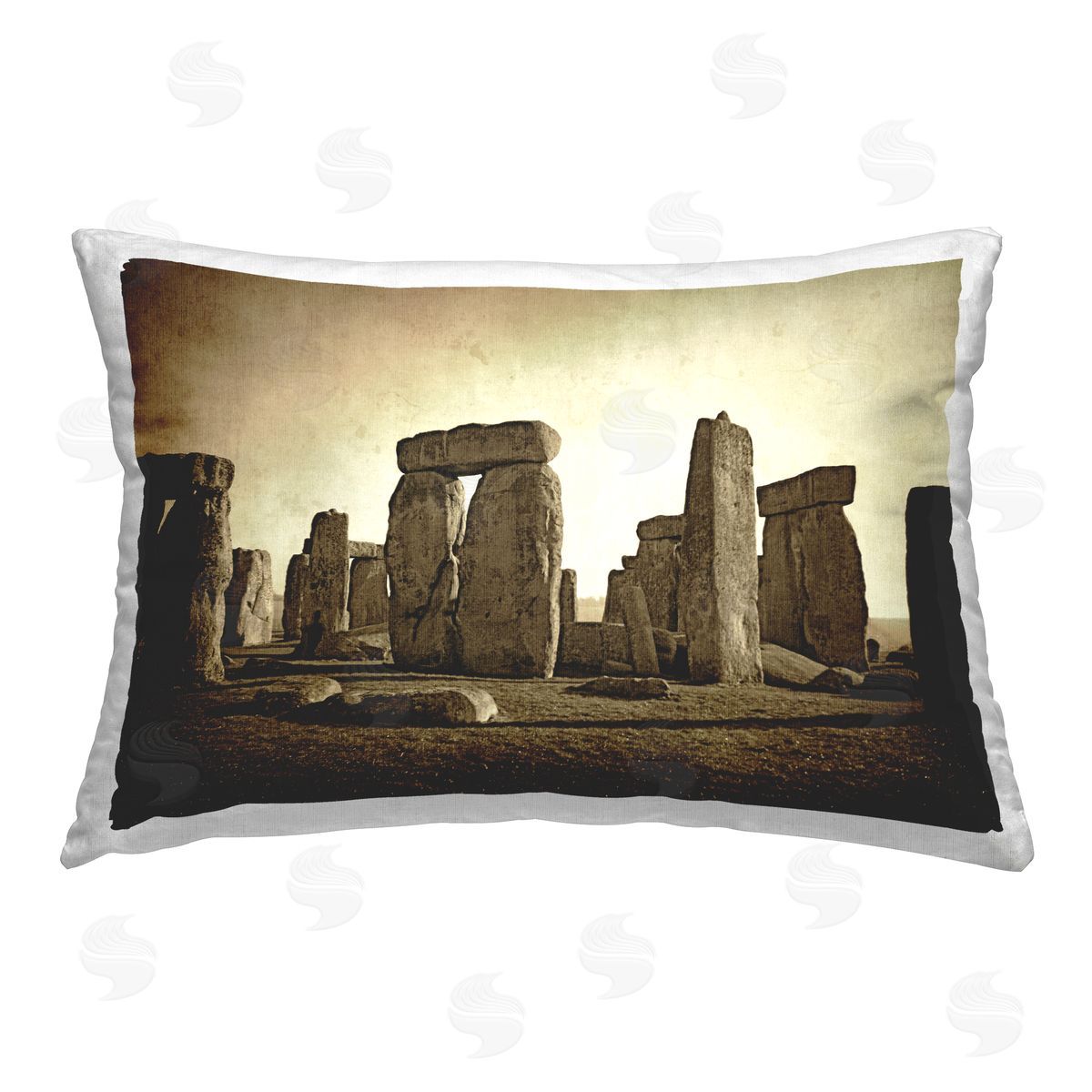 Graffitee Studios Distant Stonehenge Sepia Printed Plush Polyester Throw Pillow