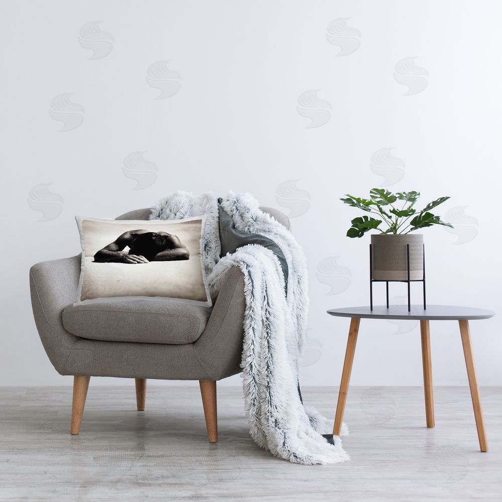 Graffitee Studios Sunbaker Beach Photography Printed Plush Polyester Throw Pillow On Chair