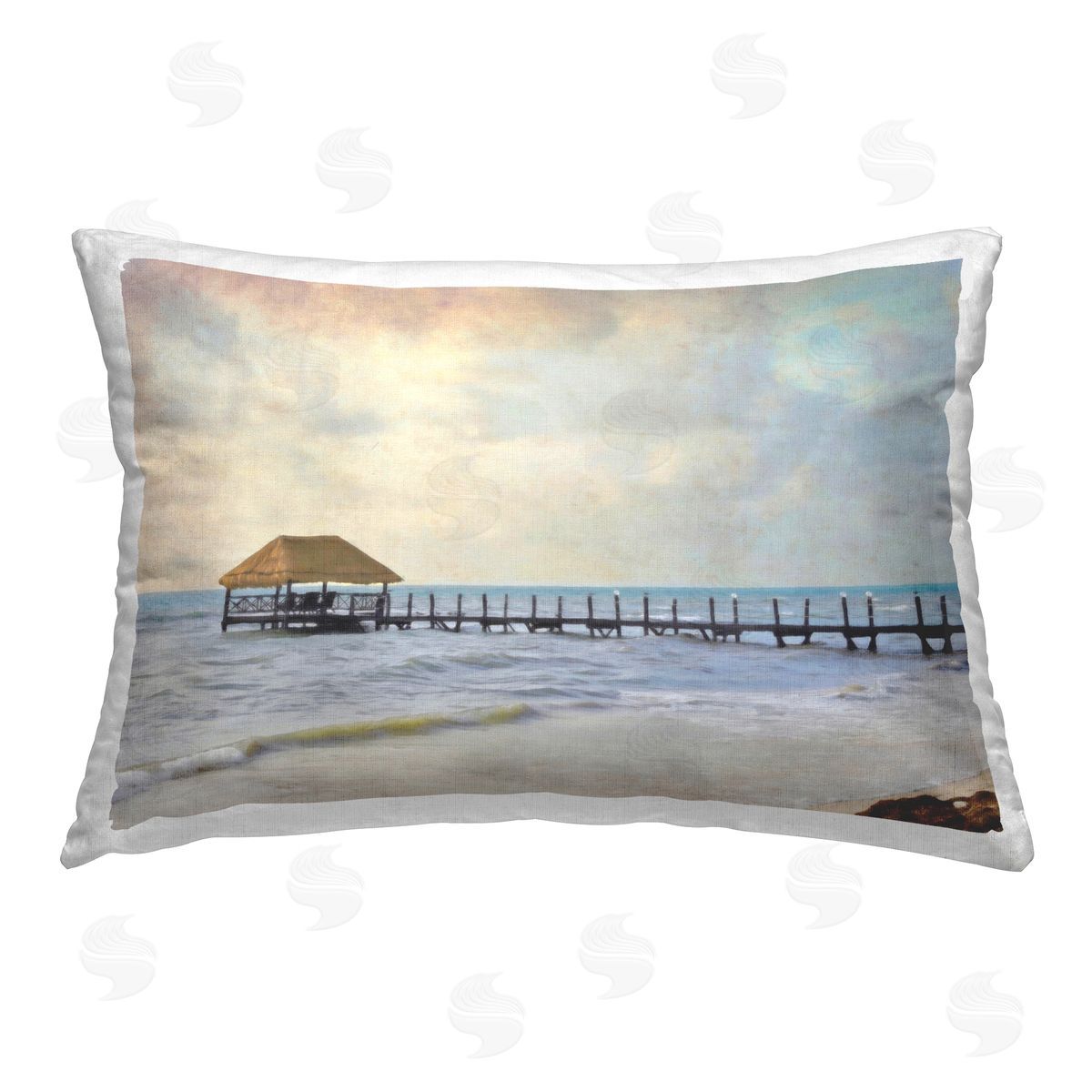 Graffitee Studios Paradise Pier Shoreline Printed Plush Polyester Throw Pillow
