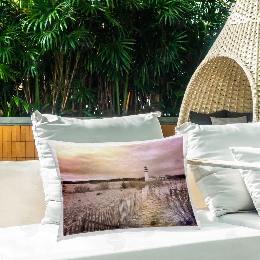 Graffitee Studios Path To Lighthouse View Outdoor Quick-Dry Polyester Printed Throw Pillow in Back Yard