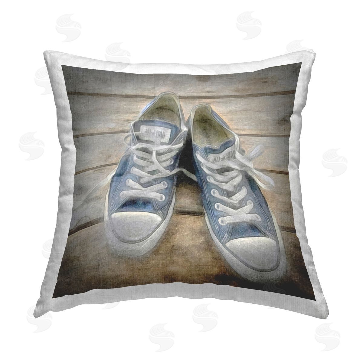 Graffitee Studios Denim Blue Classic Sneakers Printed Plush Polyester Throw Pillow