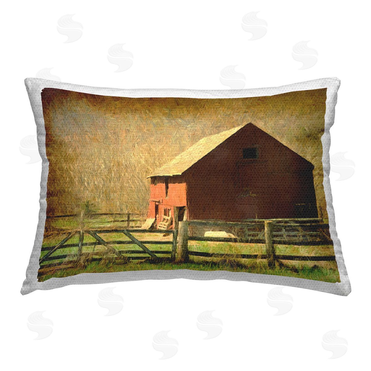Graffitee Studios Red Barn Distressed Pattern Outdoor Quick-Dry Polyester Printed Throw Pillow