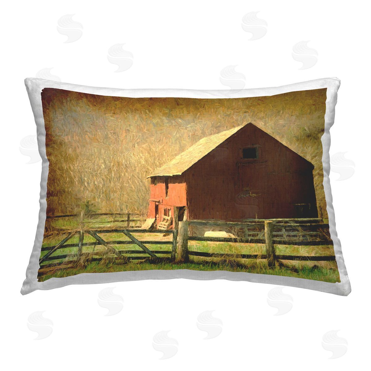 Graffitee Studios Red Barn Distressed Pattern Printed Plush Polyester Throw Pillow